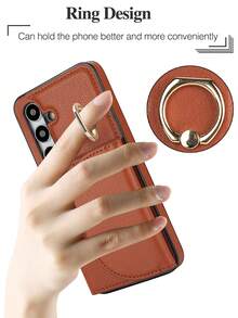 PU 人造皮革手機殼，適用於 Galaxy A17 A56 A36 A26 A16 A55 A35 A15 A54 A14 A73 A53 A13 A72 A52 A71 A51 4G 5G，附環形支架，RFID 防盜錢包手機殼，適用於 Galaxy S26 S25 Edge S24 S23 S22 S21 FE Plus Ultra，附支架卡槽保護殼 - 棕色 - 查看 7