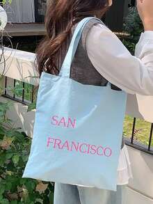 Back To School Season Korean & Japanese Niche Design Fashion Minimalist Large Capacity Casual Underarm Tote Bag, Handbag, Shoulder Bag, Student Tote Bag For Campus - Baby Blue - View 4