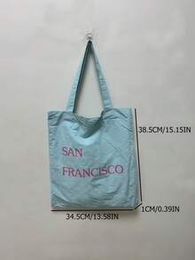 Back To School Season Korean & Japanese Niche Design Fashion Minimalist Large Capacity Casual Underarm Tote Bag, Handbag, Shoulder Bag, Student Tote Bag For Campus - Baby Blue - View 6