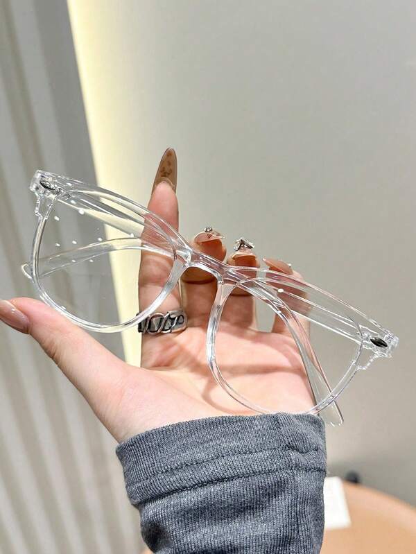 1pc Minimalist Transparent Fashion Clear Glasses, Unisex, Versatile Daily Wear