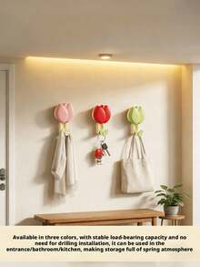 Móc treo hình hoa tulip, móc treo không cần khoan cho phòng tắm, móc treo khăn tắm, móc treo tường cửa kính phòng tắm. - Nhiều màu - Xem 2