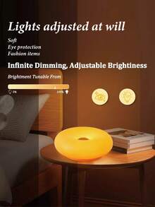 Donut Shaped USB LED Table Lamp, Orange Ambient Night Light, Silicone Dimmable Desk Lamp For Bedroom Bedside Living Room - Multicolor - View 5
