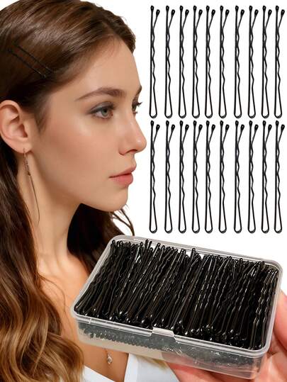 50pcs Basic Black Hair Clips, Elegant Hair Styling Clips, Hair Accessories For Buns, Ponytails, Everyday Wear, Suitable For Gifts, Parties, Beach Vacations, Practical Essential