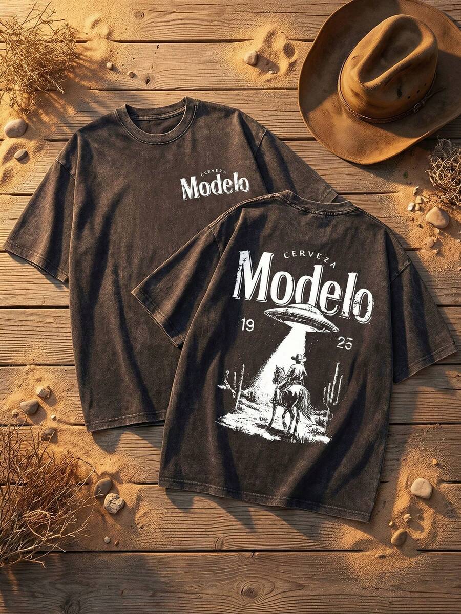 New American-Style Unisex Cotton T-Shirts Featuring Fun Retro Western Cowboy Cartoon Lettering Prints. Comfortable, Retro, Stylish, And Versatile Y2K Streetwear, A Must-Have For Commuting. Classic Niche Punk-Style Slim-Fit Black Crew Neck Short-Sleeved Washed T-Shirt. Comfortable Pure Cotton Washed Retro Series T-Shirts, Easily Creating A Retro Casual Look, Suitable For Daily Commutes, Casual Outings, Music Festivals, And Everyday Wear. Classic Retro Style, Men's Printed T-Shirts, Women's Printed T-Shirts. - màu đen - Xem 1