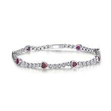 S925 Silver Shiny Red Heart CZ Chain Bracelet, Delicate Daily Wear, Minimalist Elegant Gift - Red and White - View 9