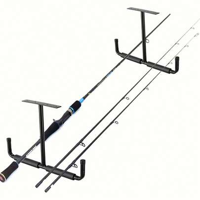 4 Pack Overhead Garage Storage Rack With 66lbs Capacity, Heavy Duty Metal Ceiling Mounted Utility Hanger For Hanging Folding Chairs, Ladders, Bicycles, Tools, Garden Hoses, Fishing Rods, And More.