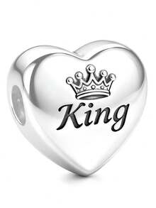 1pc Luxurious Stable Crown & Heart Beaded Creative Daily Versatile DIY Bracelet Or Necklace Gift - Silver - View 1