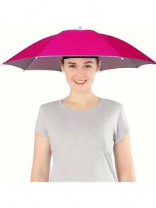 Sombrero con paraguas, adecuado para acampar y pescar, sombrero con paraguas con diadema elástica, sombrero con paraguas con protección UV - Multicolor - Ver 24