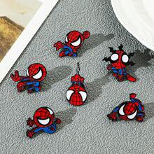 6 piezas de broches de metal esmaltado con temática de películas de acción, accesorios decorativos para ropa y bolsos - Araña - Ver 9