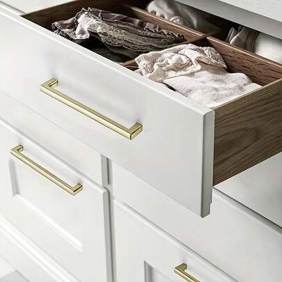 5 piezas Manijas de gabinete de aleación de aluminio dorado de lujo, tiradores modernos y minimalistas para armarios, gabinetes y cajones, resistentes y duraderos, resistentes a los arañazos, fáciles de limpiar, con espaciado estándar de 160 mm que se ajusta a la mayoría de los gabinetes del hogar, fácil instalación sin perforación adicional