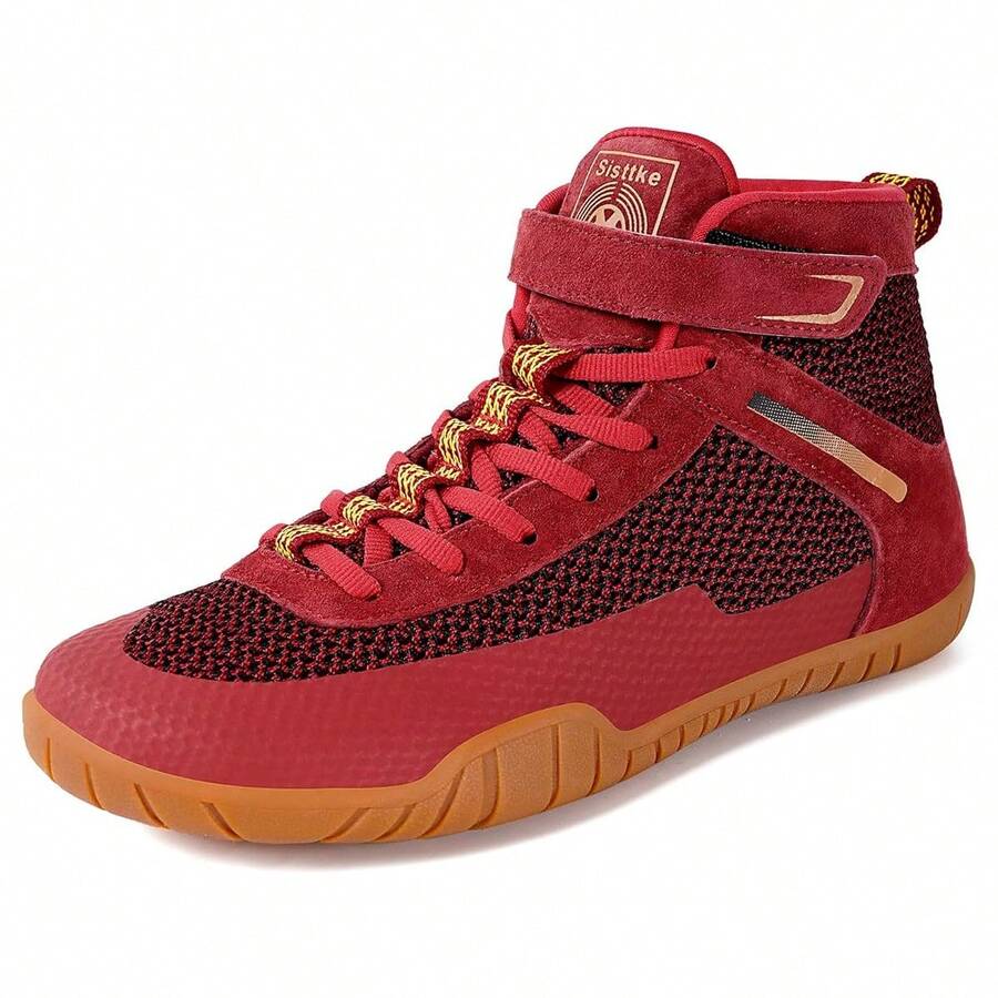 Womens Wrestling Shoes Boxing Shoes Zero Drop Sole - Red - View 1