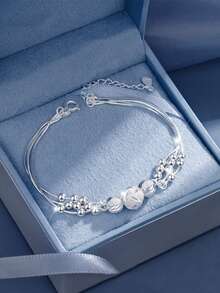 1pc S925 Sterling Silver Multi-Layer Beaded Bracelet, Chinese Style Fashion High-End Luxury Versatile Bracelet, Suitable For Daily Wear, Party, Festival Gift - Beads - View 4