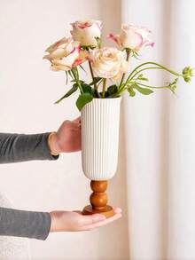 1 Stück cremefarbene Vase mit vertikalen Streifen, einzigartiger französischer Stil Wohndekoration - Verschiedenfarbig - Übersicht 5