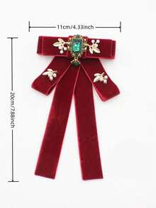 1件女士天鹅绒祖母绿领结，复古宫廷风格，酒红色/黑色天鹅绒领饰 - 彩色 - 查看 7