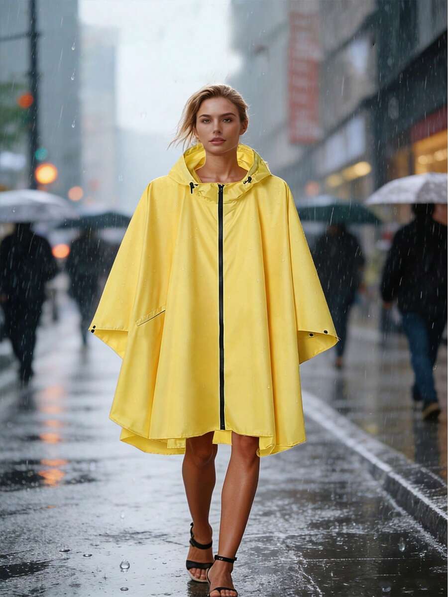成人连帽雨披，带大口袋，轻便男女通用雨衣，适合徒步旅行、露营和户外旅行
