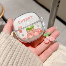 透明3D樱花保护壳，适用于Buds 6 Active/6s/7S/Buds 6 Play/SE/8pro/8lite/8Active，新款Buds5/5pro/6pro无线蓝牙耳机保护壳，可爱创意Buds6 Lite软壳带吊坠，女士款 - 櫻桃 - 查看 3