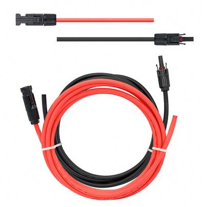 2-Piece Set (Single-Ended MC4 Connectors) 3-In/6-Out PV Extension Cable (1 Black, 1 Red) 3m Solar Extension Cable
