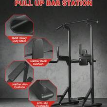 Power Tower Pull Up Bar & Dip Station, 450LB Capacity, Heavy-Duty Carbon Steel Home Gym For Pull-Ups, Dips & Core Training - Black - View 7