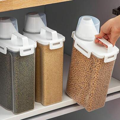 1 hộp/5lbs (khoảng 2,3kg) đựng ngũ cốc kín khí, hộp đựng gạo, hộp đựng ngũ cốc, hộp đựng thực phẩm bằng nhựa dày trong suốt có vòi rót, cốc đong ngũ cốc và thịt, hộp đựng bột mì và đồ ăn nhẹ.