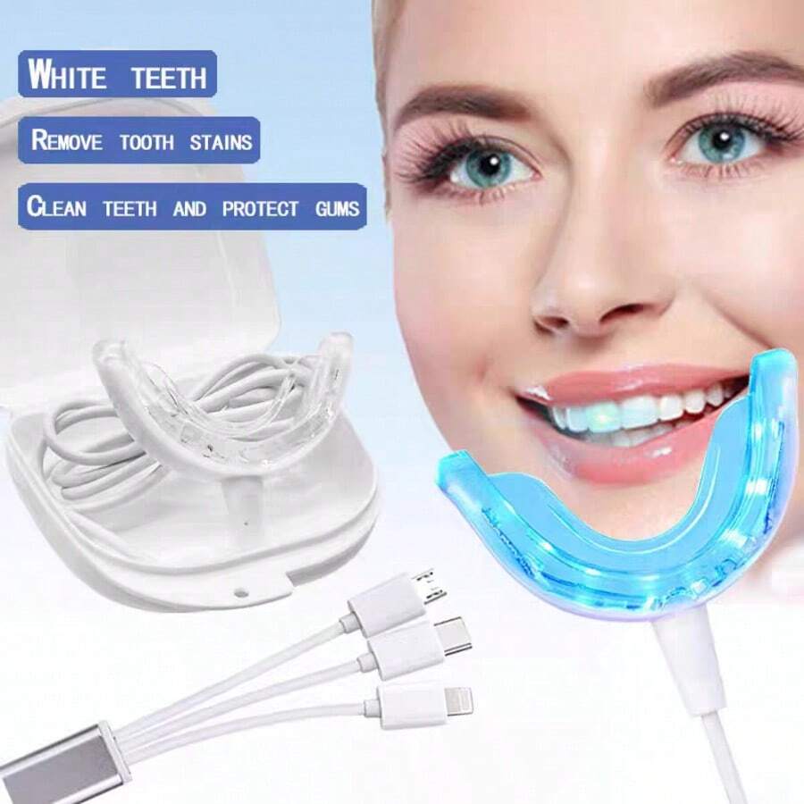 Kit de Blanqueamiento Dental Portátil USB con Luz LED Azul y Bandeja Bucal - Ver 1