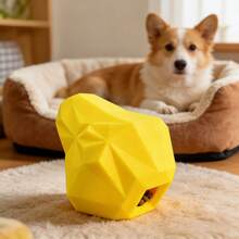 Interactive Dog Chew Toy, Food Dispensing Puzzle Toy For Aggressive Chewers, Durable TPR Rubber Teeth Cleaning Toy For Small To Medium Dogs, Yellow - Màu vàng - Xem 3