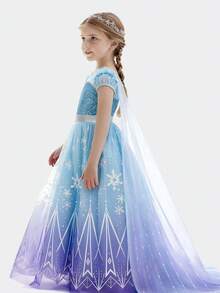 Princess Dress For Girls, Light Up Dress Up Costumes For Festival Cosplay Costume, Birthday Party Dress - 藍色 - 查看 7