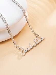 1件个性化时尚多链项链，可定制不锈钢英文字母吊坠项链，男女皆宜日常佩戴，适合情侣、男友、女友、父母、家人、宠物，是情人节、母亲节、父亲节、周年纪念日、派对、婚礼的完美礼物 - 光面雙層 - 查看 6