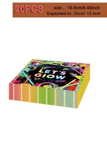 10PCS Let's Glow Party Supplies Neon Birthday Party Decorations For Kids Neon Glow In The Dark Tableware Set Plates Napkins Cups For 10 Guests - View 6