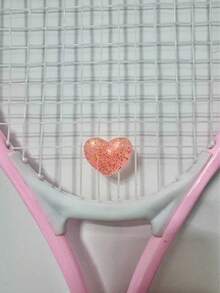1pc Shiny Crystal Heart Tennis Dampener, Girly Tennis Racket Shock Absorber, Bright Silicone Shock Absorbing Device, Available In Multiple Colors For Racket Decoration, Crystal Heart Shock Absorber For Tennis Training & Decoration, Cute Racket Face Decor Accessory Designed For Tennis Enthusiasts, Perfect Gift For Tennis Lovers - Multicolor - View 13