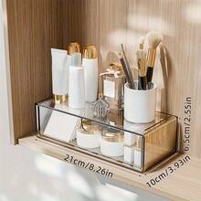 1pc Drawer-Style Cosmetic Storage Box, Stackable Cosmetic Storage Box, Bathroom Mirror Cabinet And Drawer Organizer Container, Home Storage And Home Organization, Bedroom, Vanity - 1pc - View 14