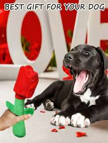 玫瑰花狗狗益智玩具，情人节毛绒狗狗玩具，带沙沙作响的垫子，填充玫瑰花狗狗玩具，适合小型、中型和大型犬 - 彩色 - 查看 7