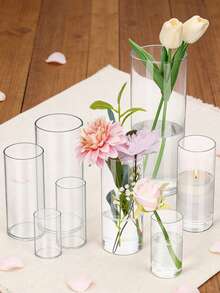 1pc Transparent Glass Planter, Desktop Green Plant Pot, Home Decor Vase, Living Room Centerpiece, Tabletop Decorative Glass Vase - Clear - View 7