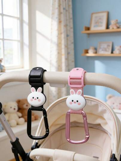 1pc Baby Stroller Cartoon Aluminum Alloy Hanging Hook With Clasp, Suitable For Diaper Bags, Handbags And Other Accessories