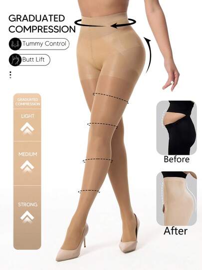 1 Pair Women's 40D Sexy Skin-Tone Pantyhose, Fashionable Transparent Stockings, Slimming, Comfortable For Daily And Holiday Wear