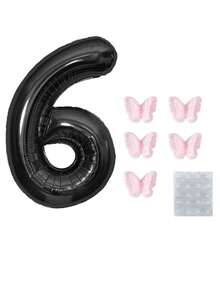 7 pièces Ensemble de ballons en feuille numérique, ballons numérotés noirs, convient pour la décoration d'anniversaire de 11e, 12e et 21e, fournitures de fête pour garçons, bébés et filles, décorations de fête noires - noir - Voir 13