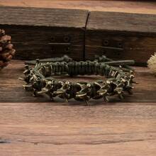 1pc Punk Dark Alloy Dragon Bone Braided Adjustable Bracelet For Men - Multicolor - View 16
