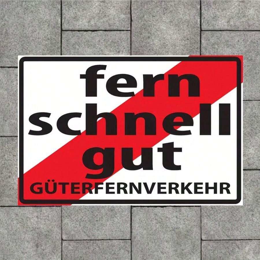 1pc Vintage Metal Sign "Fern Schnell Gut" Freight And Delivery Themed, Suitable For Wall Decor In Bars, Pubs, Cafes Or As Collector's Gift - Multicolor - View 1