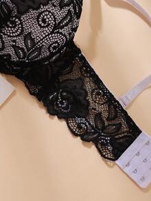 Áo ngực nâng ngực kiểu Pháp cao cấp, thanh lịch dành cho nữ, phối ren tương phản, cúp BC. - màu đen - Xem 5