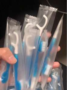 20/10pcs Beads Disposable Travel Toothbrush, 5-In-1 Pre-Attached Brush, Floss, Pickaxe, Tongue Scraper, Portable Toothbrush With Beads - 10個包裝,薄荷味 - 查看 4