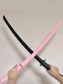 1/2pcs The Unisex Dressing Path Is Available In Black And Pink. It Features An Extendable Samurai Sword Made Of Pp Material And Is Suitable As A Festive Dressing Prop - Multicolor - View 2