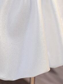 Baby Girls' Spaghetti Strap Bowknot Backless Glitter Tulle Lovely Birthday Party Princess Dress, Suitable For Formal Occasions, Parties, Excluding Headband - Silver - View 10