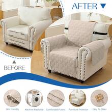 YSTYLE Quilted Sofa Cover 1/2/3/4 Seater With Armrests, Waterproof Sofa Cover, Universal Furniture Protector, Non-Slip, Stain Resistant, For Living Room - Apricot - View 7