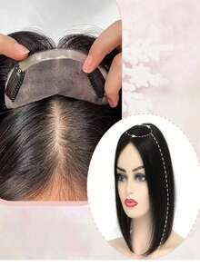 Mũ trùm tóc nữ dệt thủ công thanh lịch, 100% tóc thật, thoáng khí và ôm sát, chống sốc, móc hoàn toàn bằng tay, đa chức năng, tóc thẳng tự nhiên, dài 14 inch. - Nhiều màu - Xem 1