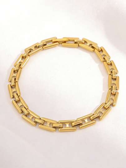 Camhanno 1件时尚优雅的女士不锈钢手链，是浪漫晚餐约会和派对装扮的理想之选。耐用的几何链节结构确保持久佩戴，是周年纪念日送给爱人的完美礼物，不易褪色，易于搭配连衣裙、衬衫和休闲装。