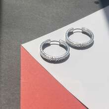 High-Quality Stainless Steel Women's Hoop Earrings, Fade-Resistant, Low-Allergenic 316L Ear Posts, Elegant Jewelry Earrings, Suitable For Daily, Holiday, Vacation, Party - Silver - View 7