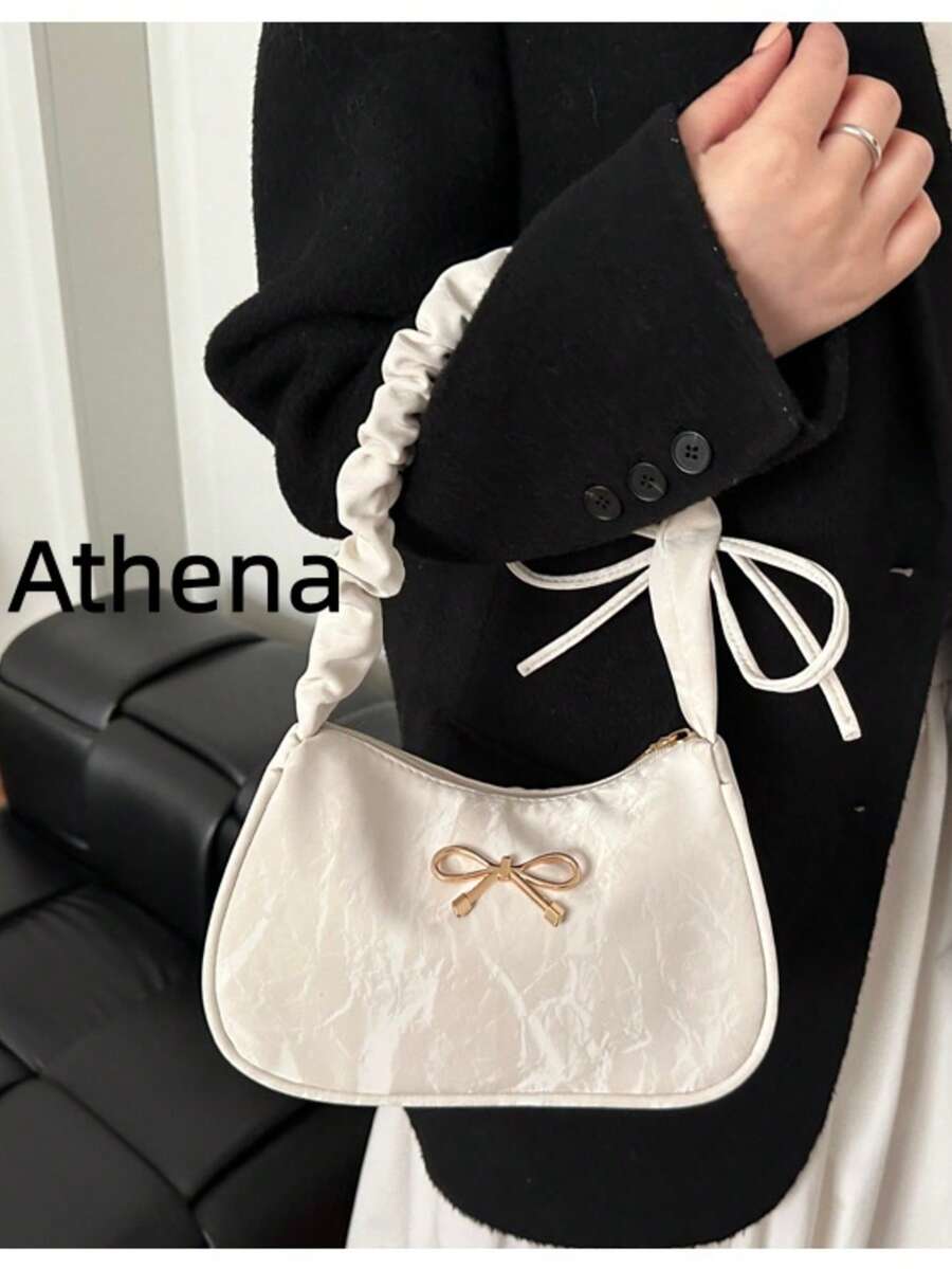New Stylish Cute Fashion Pleated Bowknot Shoulder Handbag, Versatile Korean Style - White - View 1