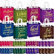 24PCS Christian Gift Bags With Handle, Reusable Non Woven Church Bag, Medium Size Bible Verse Religious Gift Bag For Welcome, Visitors Baptism, Birthday Party Favors Bags - 查看 9