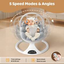 Baby Swings For Infants, Bluetooth Infant Swing With Music Speaker , 5 Speeds And Remote Control - Portable Baby Swing For Indoor And Outdoor (Beige) - 美規A型插(110-127V) - 查看 5