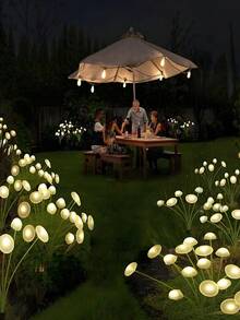 1个10LED/8LED/6LED户外花园灯，太阳能蘑菇/水母造型草坪灯，暖白光/变色，适用于户外小径、花园、庭院、景观照明装饰 - 多色 - 查看 4