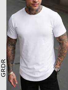 GRDR 男士时尚圆领短袖T恤 | 精致设计 | 夏季必备 | 百搭易穿 | 展现你的风格 - 白色 - 查看 3